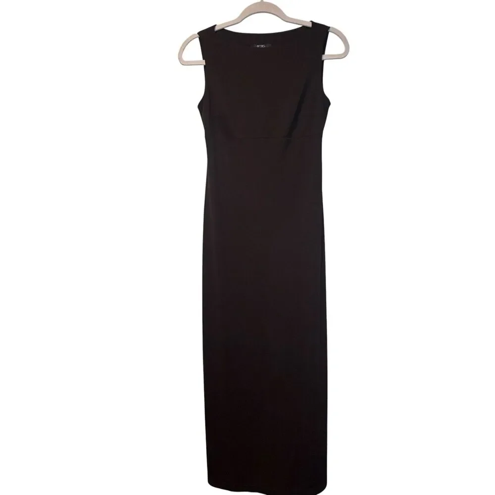 BCBG Women’s Brown Solid Maxi Dress Sleeveless Scoop Neck Knit Polyester Size 8